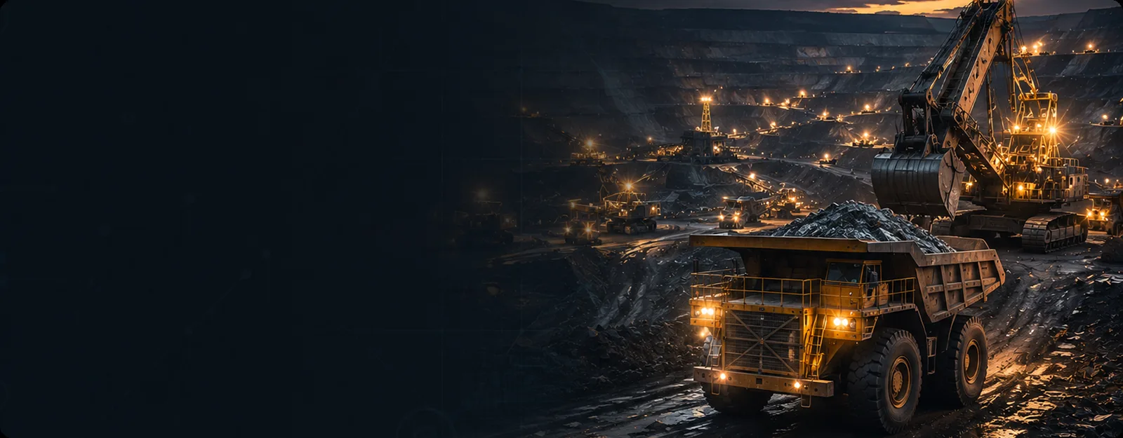 A mining operation at night